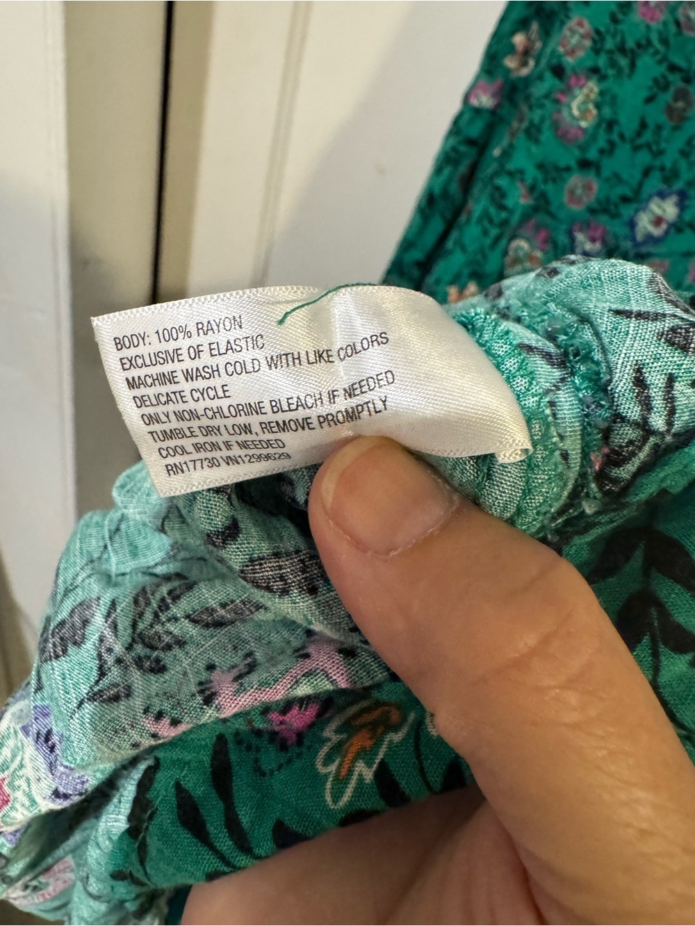 Knox Rose XXL Green Floral One Shoulder Smocked Tiered Boho Maxi Dress Rayon - Picture 6 of 6